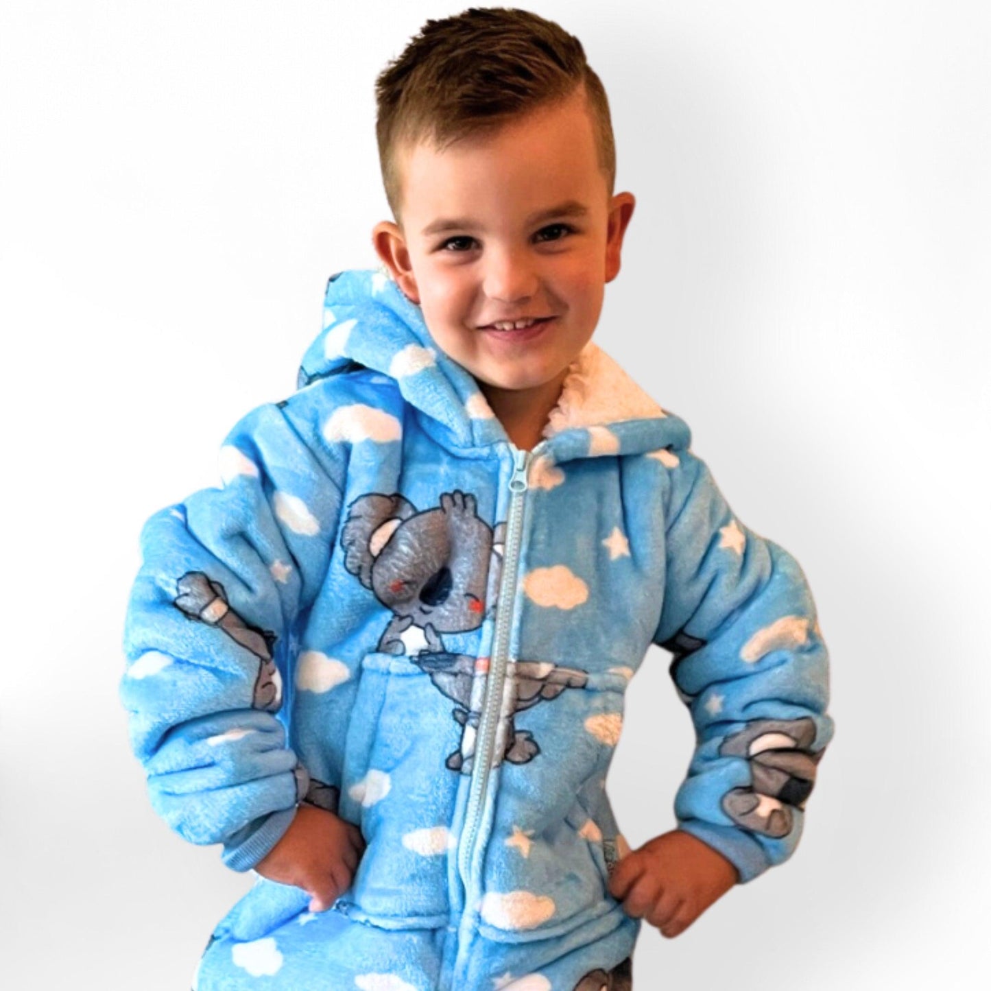 Childrens Fleece Onesie For Kids Koala  Close Up