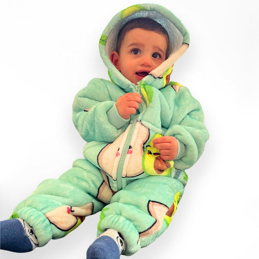 Infant Bodysuit Fleece Onesie For Baby Newborns Avocado Seated