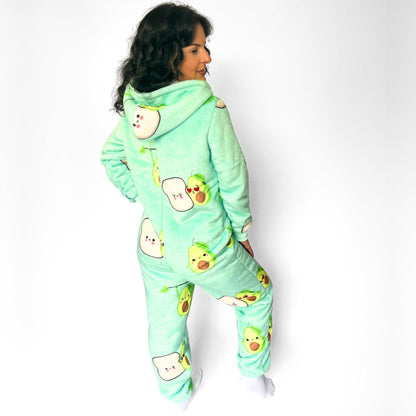 Onesie Pajamas Sleepwear For Adults Women Men  Avocado Back