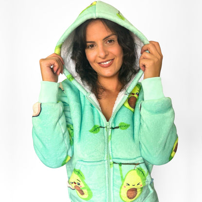 Onesie Pajamas Sleepwear For Adults Women Men  Avocado Close up