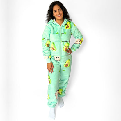 Onesie Pajamas Sleepwear For Adults Women Men  Avocado Front