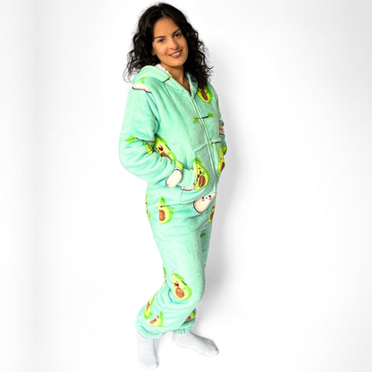 Onesie Pajamas Sleepwear For Adults Women Men  Avocado Side