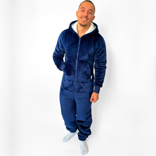 Onesie Pajamas Sleepwear For Adults Women Men  Navy Blue Front